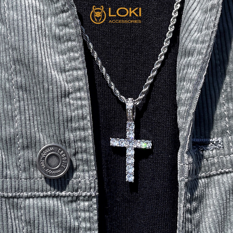 🌈Dây Chuyền Nam Unisex Vòng Cổ Thánh Giá Đính Đá Thời Trang Siw Chain Loki Màu Bạc TItan Cao Cấp Không Gỉ