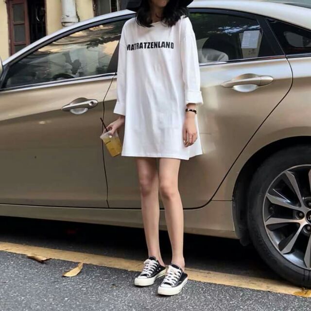 Áo thun nữ tay lỡ from rộng che quần | BigBuy360 - bigbuy360.vn