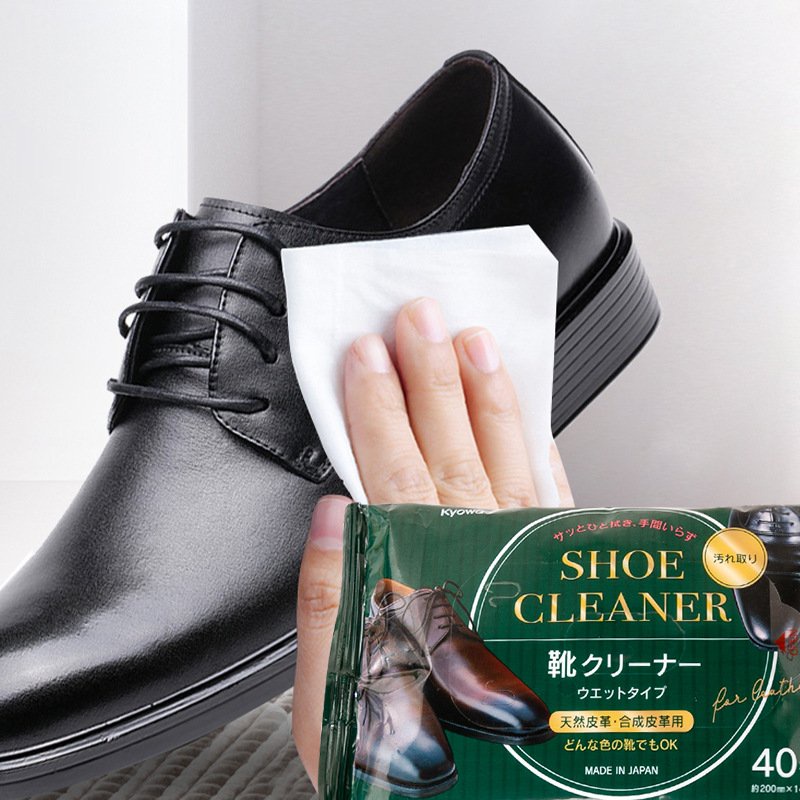 Set 40 giấy ướt thần kỳ làm sạch giày da, túi da Kyowa Nhật Bản (made in JAPAN) tiện lợi, an toàn