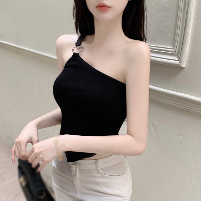 Áo Croptop Áo Tank Top Nữ Áo Thun Không Tay Dáng Ôm Màu Trơn Thoáng Khí Thoải Mái Cho Nữ Áo Croptop Cổ Yếm