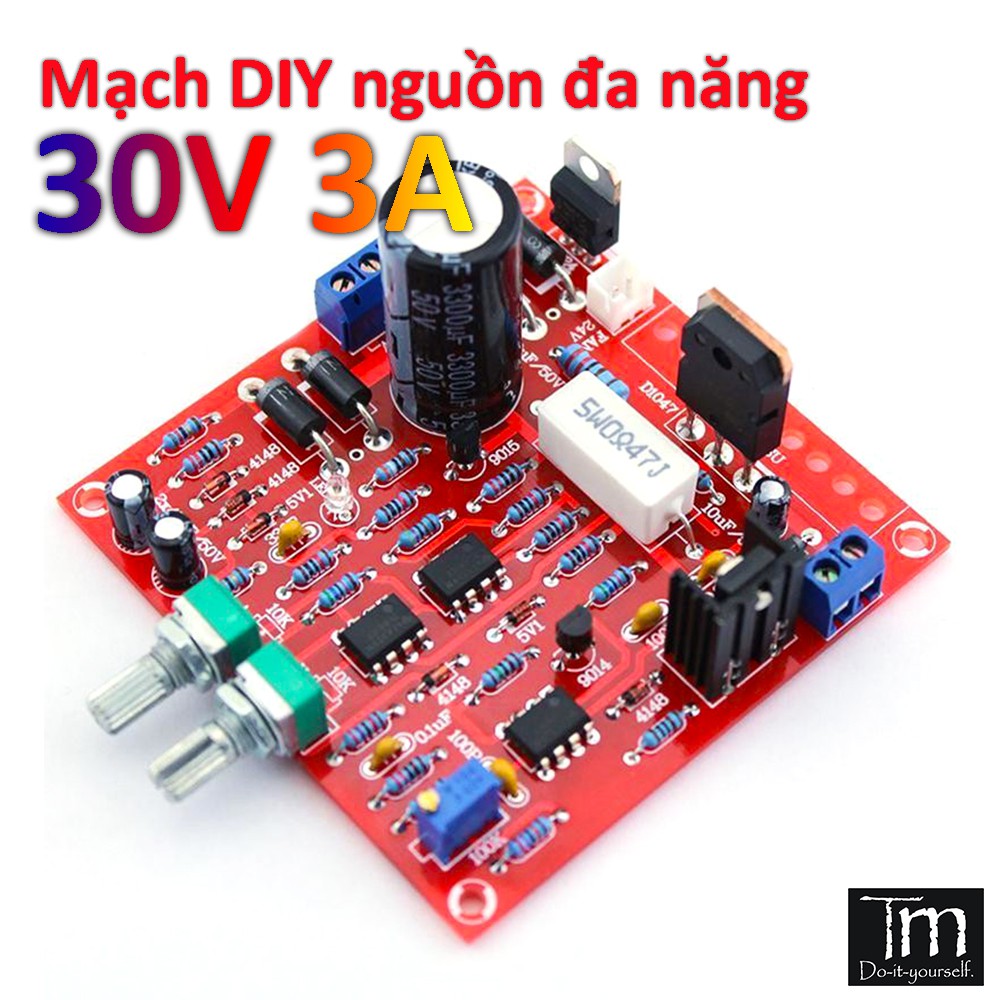 Mạch Nguồn Đa Năng Thí Nghiệm 0-30V 3A Tự Ráp