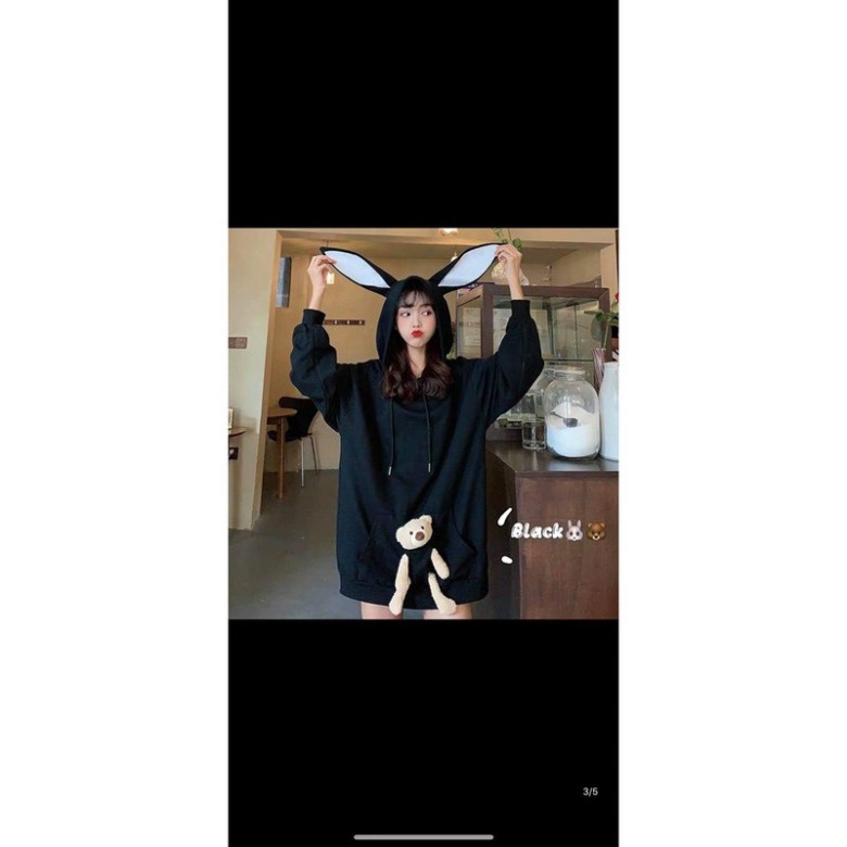 Áo hoodie tai thỏ kèm gấu siêu hot