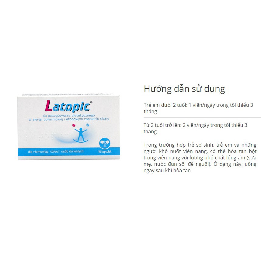 Latopic viên uống Probiotics cho bé viêm da cơ địa từ 1 ngày tuổi - BN105