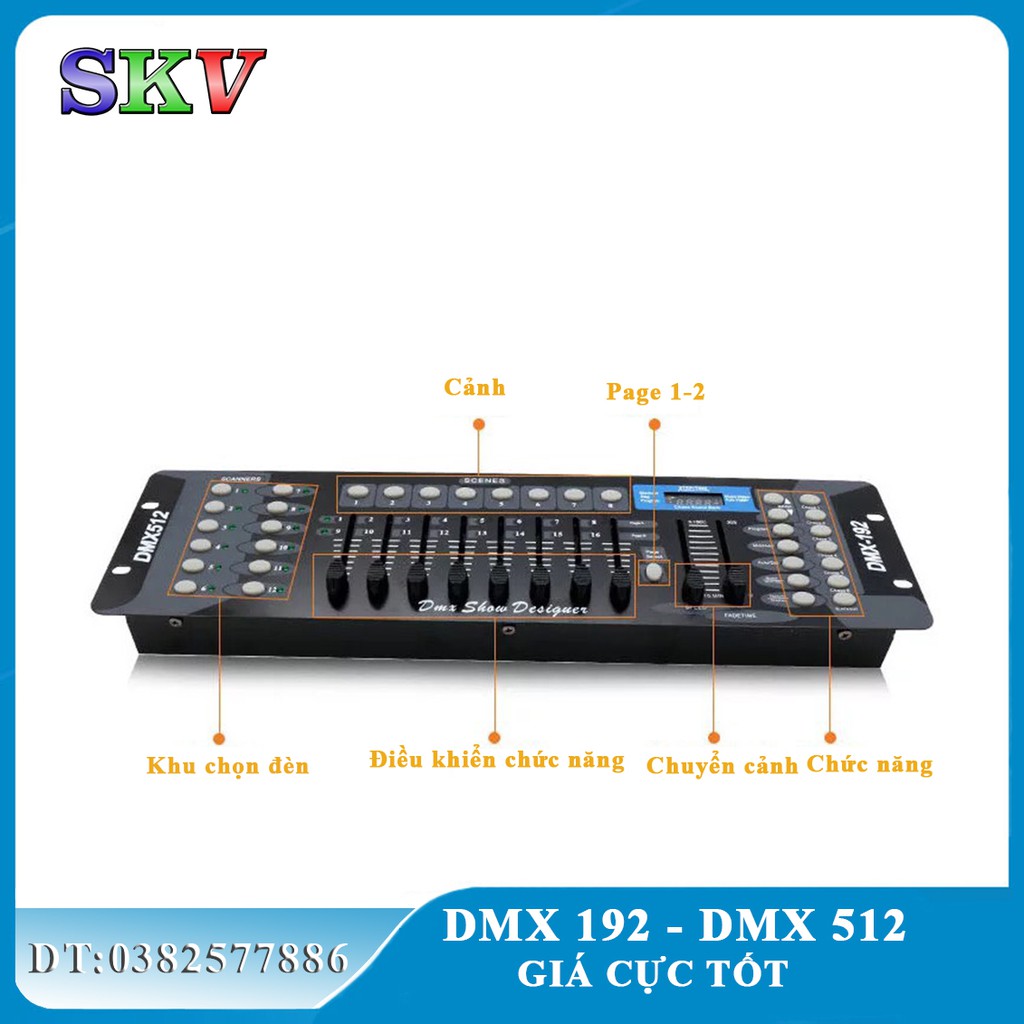 Bàn điều khiển DMX 192 (DMX 512) chuẩn loại 1 giá tốt, cho sự kiện nhỏ, sân khấu nhỏ