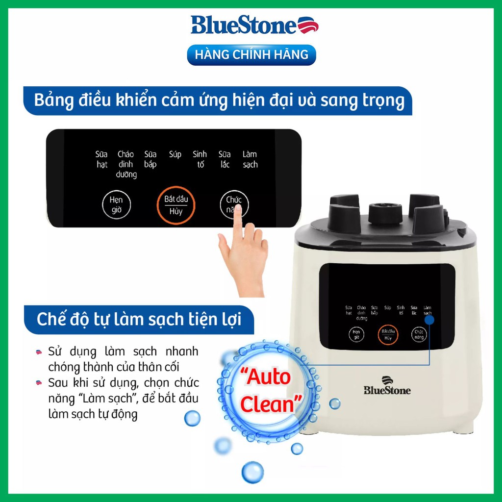Máy Làm Sữa Hạt Đa Năng, Xay Nấu Tự Vệ Sinh Bluestone BLB-6035 Máy Làm Sữa Đậu Nành Xay Sinh Tố Xay Đá