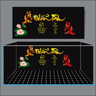 Tranh 3d dán hồ cá rồng new design_tranh mặt lưng