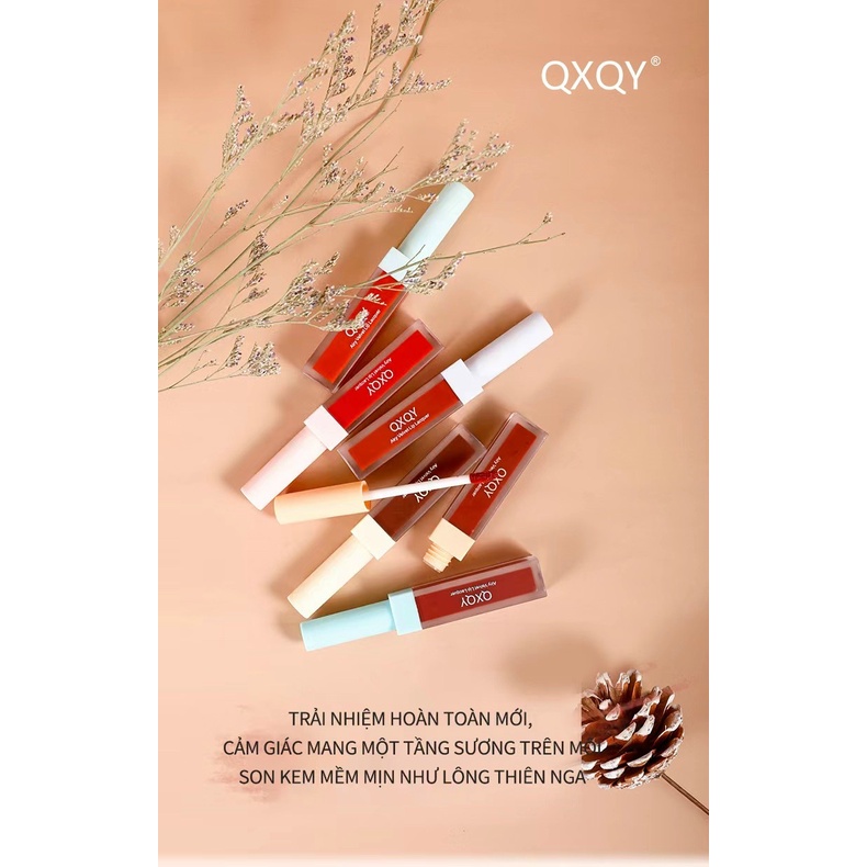 Set 3 cây son kem QXQY tone màu chuẩn không gây khô môi, lâu trôi