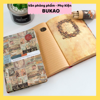 Z0414 Sổ Tay A5 Bìa Cứng To Retro Vintage Tem Thư Dày Đẹp Ghi Chép Trang Trí Lưu Bút Làm Bullet Journal Bukao
