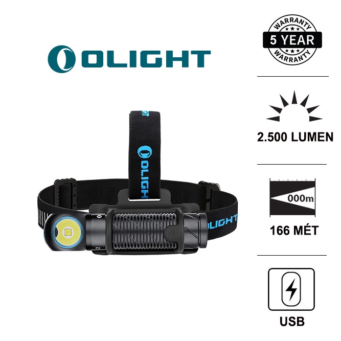 Đèn pin OLIGHT PERUN 2 sáng 2500lm  xa 166m sử dụng pin 21700 4000mAh sạc nam châm đuôi Đèn &amp; Đèn pin