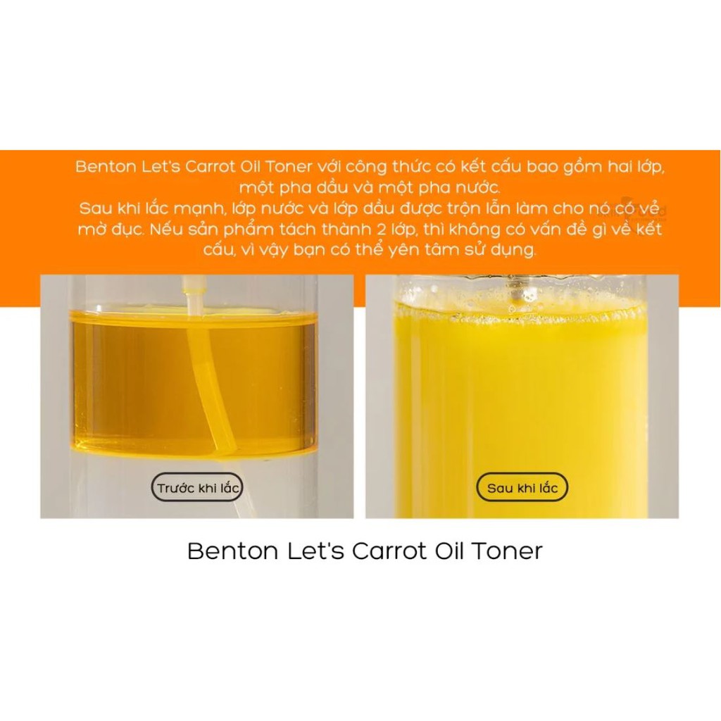 Nước Hoa Hồng Chiết Xuất Cà Rốt Benton Let's Carrot Oil Toner 150ml