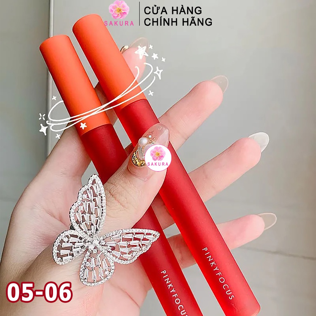 Son Kem Lì Bóng tint Môi Pinkyfocus Màu Lì Thời Trang Xinh Xắn Nhung Mịn Cao Cấp Nội Địa Trung SAKURA | BigBuy360 - bigbuy360.vn