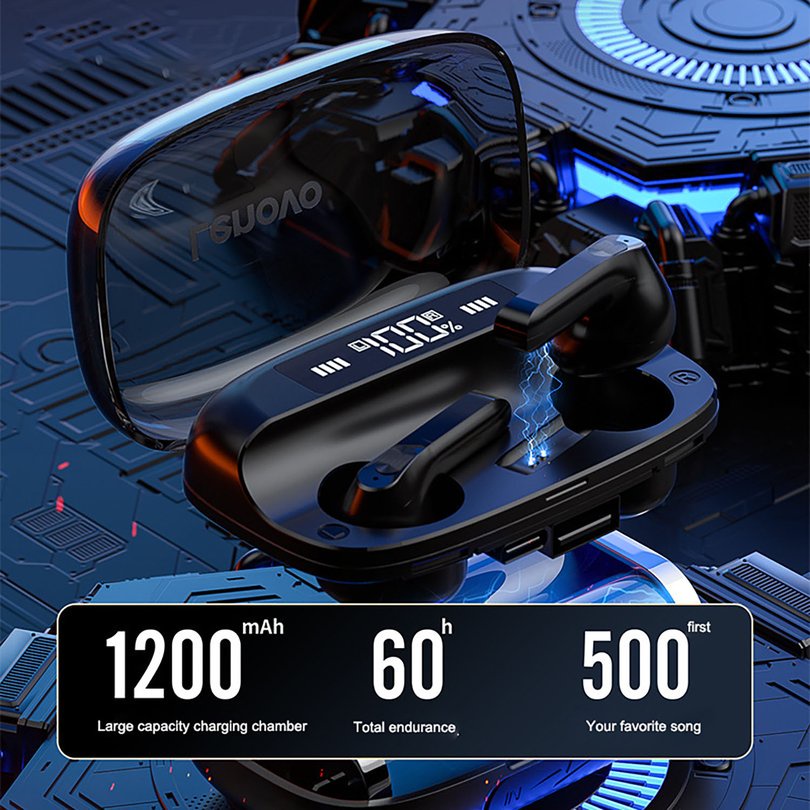【giao hàng hôm nay>>>Lenovo QT81 Earbuds Wireless 5.0 True Gaming Headsets Touch Control LED Display Large Headphone Latency Buds Earphone