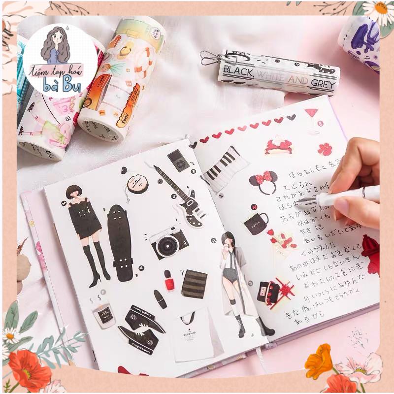 Chu kì 35cm washi tape bản rộng 10cm hình cô gái (chu kì 35cm không phải nguyên cuộn)