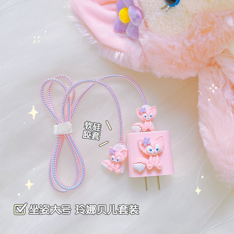 Phụ Kiện Bảo Vệ Dây Cáp Sạc Cho Pink Cute Charger Cover Set compatible iphone 18W/20W 11 12 12pro 12promax 13 13pro 13promax