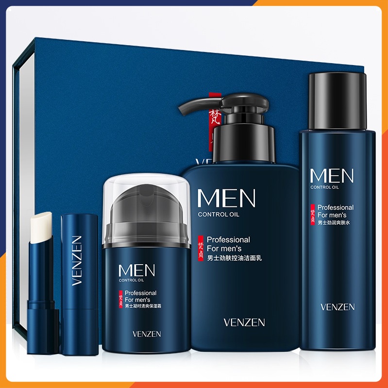 Bộ mỹ phẩm dưỡng da, chăm sóc da mặt cho nam giới 4 món VEZE giúp dưỡng ẩm, dưỡng trắng, kiềm dầu, ngăn ngừa mụn SPU219