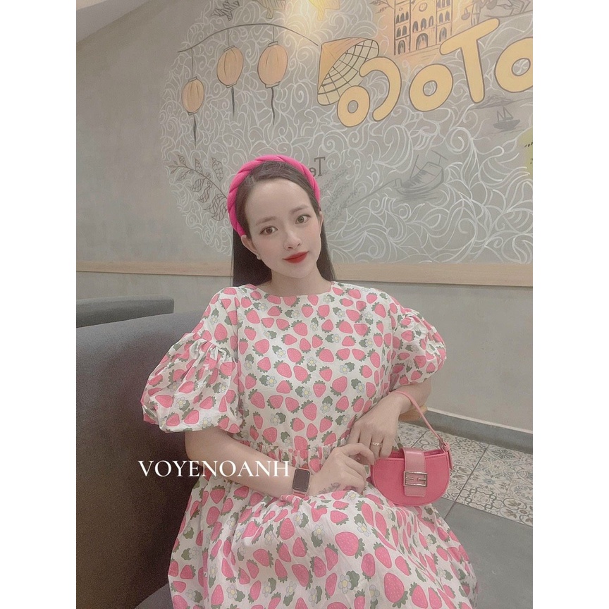 Mẫu mới .Đầm váy nữ đầm fom babydoll mẫu hình dâu tây siêu hót thích hợp cho các bạn nữ đi chơi du lịch