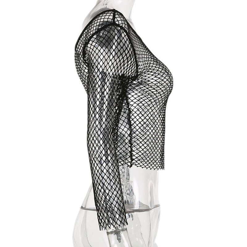 Áo Croptop Tay Dài Trễ Vai Thiết Kế Xuyên Thấu Thời Trang Mùa Hè Quyến Rũ Cho Nữ