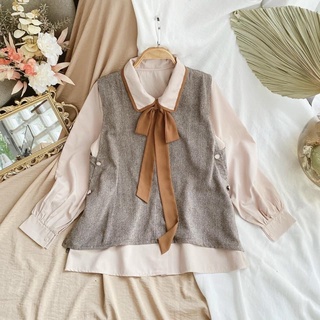 Set áo sơ mi kèm áo dạ ghi lê 💕💕💕