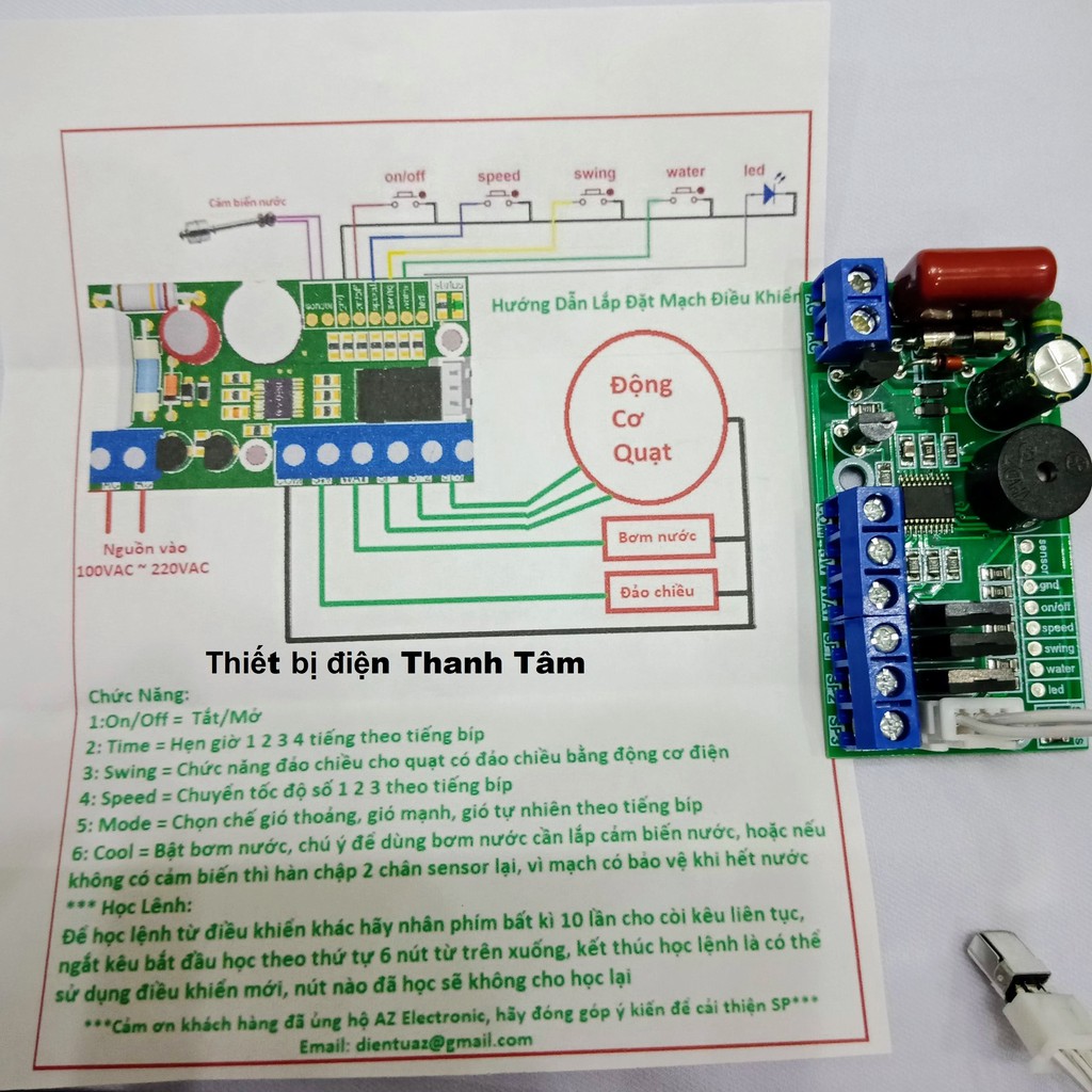 [TẶNG PIN] Bộ mạch điều khiển cho quạt hơi nước, học lệnh remote - HÀNG VIỆT NAM