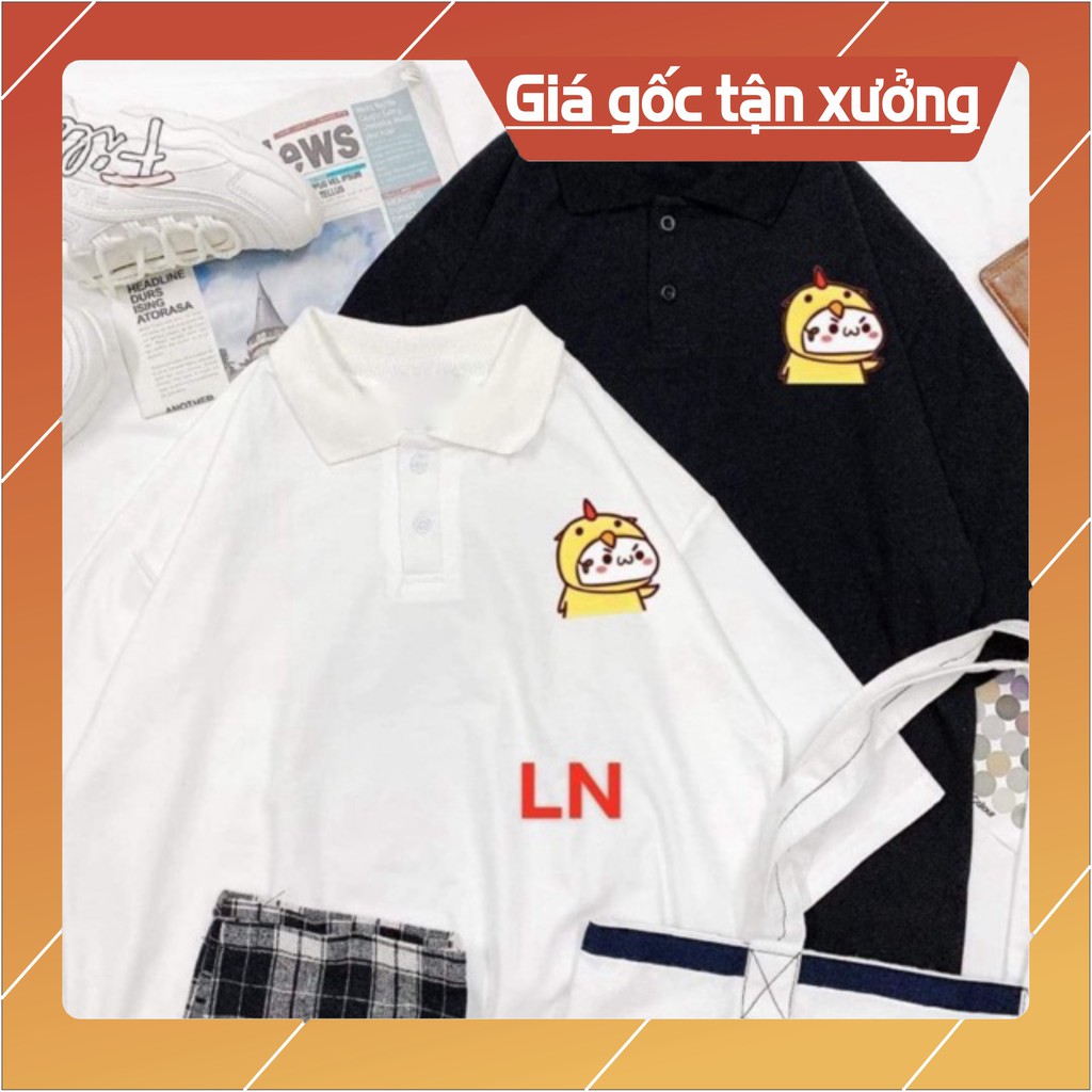 Áo polo gà áo vàng + quần kẻ đen LN12