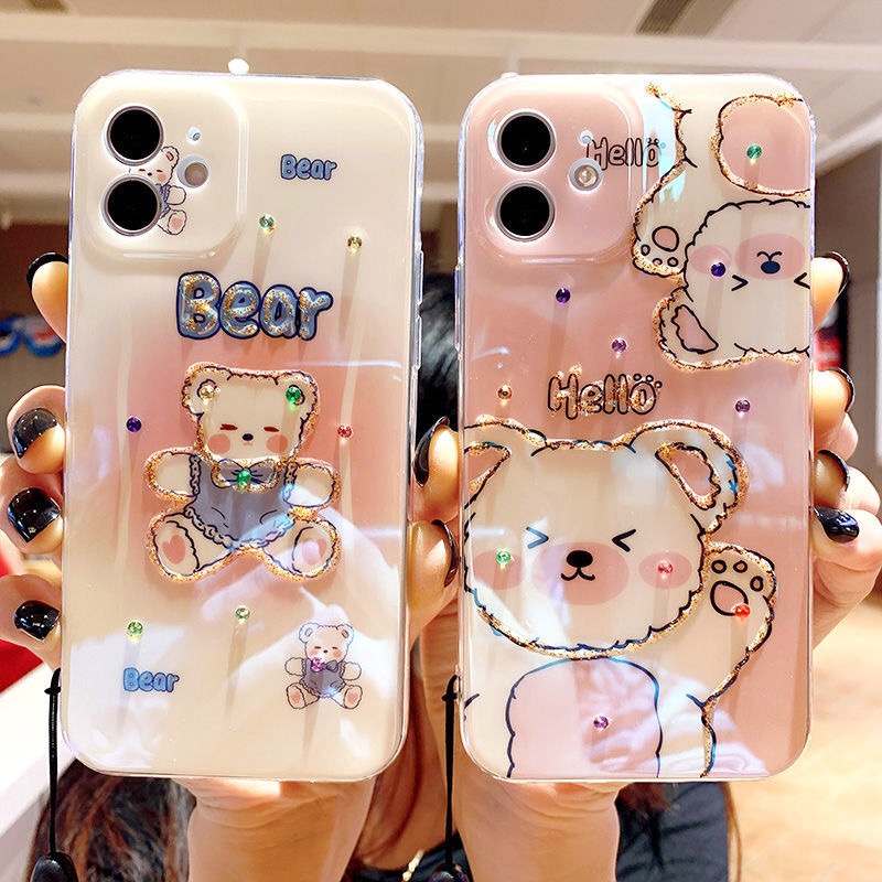 Ốp Điện Thoại Mềm Hình Gấu Phong Cách Hàn Quốc Cho iPhone 13 13 Pro Max 12 12Pro Max 11 X XS XR