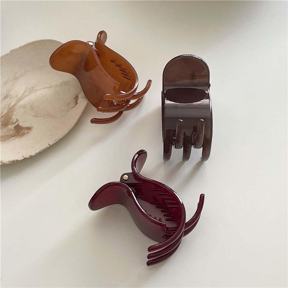 QQMALL Kẹp Tóc Càng Cua Cố Định Tóc Đuôi Ngựa Màu Trơn Trong Suốt Kiểu Vintage