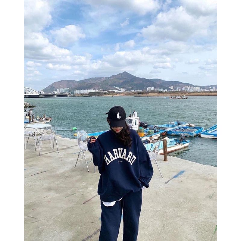 Áo nỉ, áo thu đông họa tiết chữ HARVARD freesize unisex