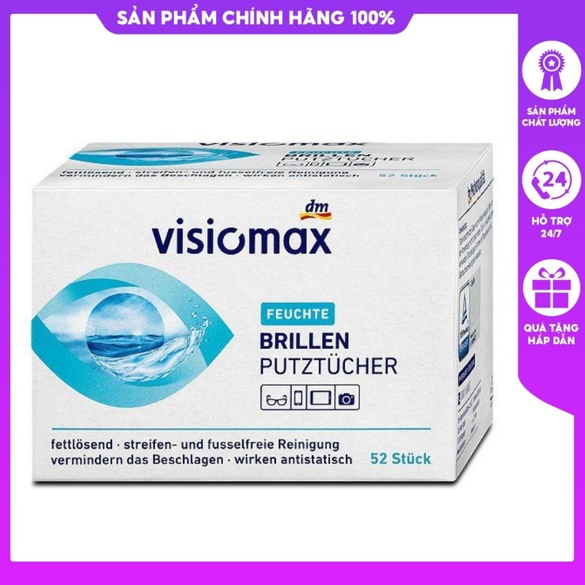 Giấy lau kính Visiomax của Đức 52 miếng , lau màn hình điện thoại lau ống kính