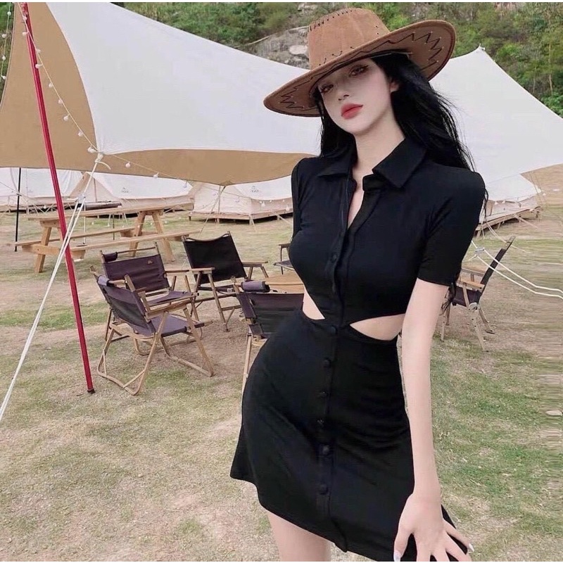 ĐẦM BODY CỔ POLO KHOÉT EO XINH XẮN