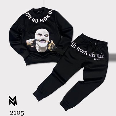 bộ áo thun nỉ tay dài in hình Mặt Nạ nhe răng , from rộng unisex nam nữ