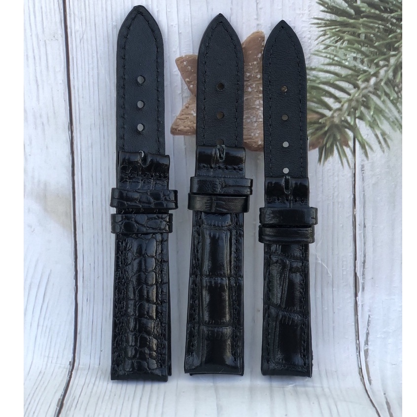 Dây Đồng Hồ Da Bò 100% Màu Đen Vân Tặng Kèm Chốt Và Đồ Thay Dây