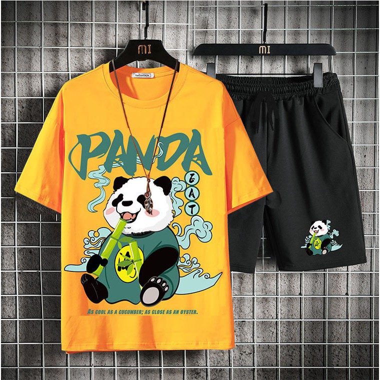 Bộ Đồ Nam Nữ Thể Thao Unisex Quần Short Áo Thun In Họa Tiết Gấu Trúc PANDA Ulzzang Mixx QA NAM 092