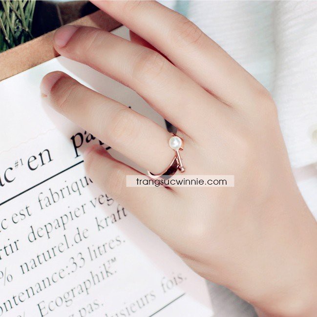 Nhẫn nữ titan pearl cross