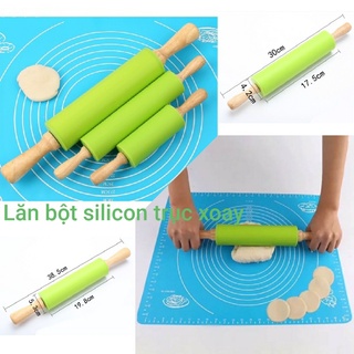 Cây lăn bột bằng silicon có trục xoay/ Cán lăn bột