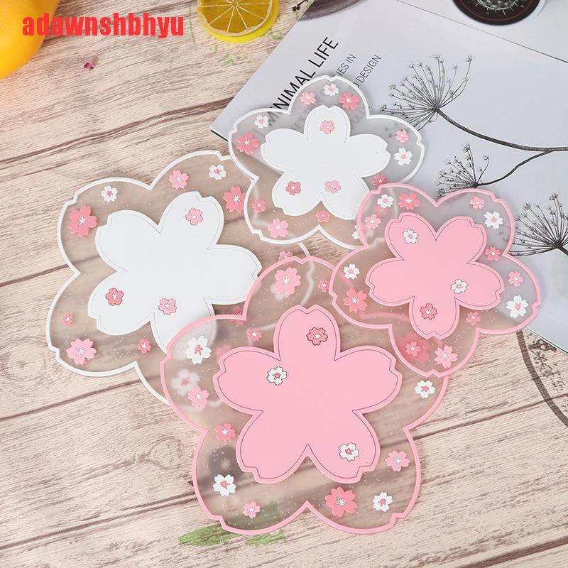 Tấm Lót Cốc Trà Cách Nhiệt Chống Trượt Hình Hoa Anh Đào