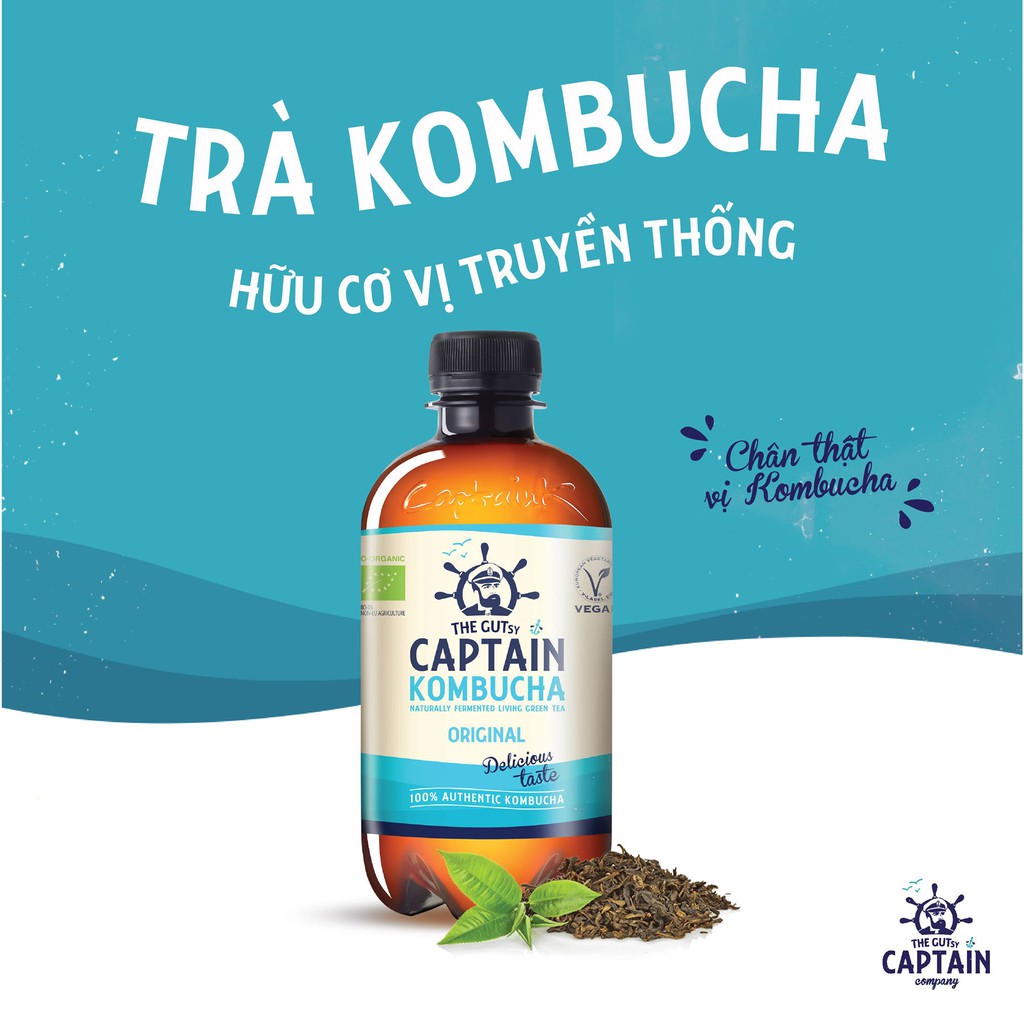 Trà dưỡng sinh Kombucha hữu cơ The Gutsy. Thức uống giàu lợi khuẩn (probiotics), đẹp da, tiêu hóa tốt, tăng miễn dịch