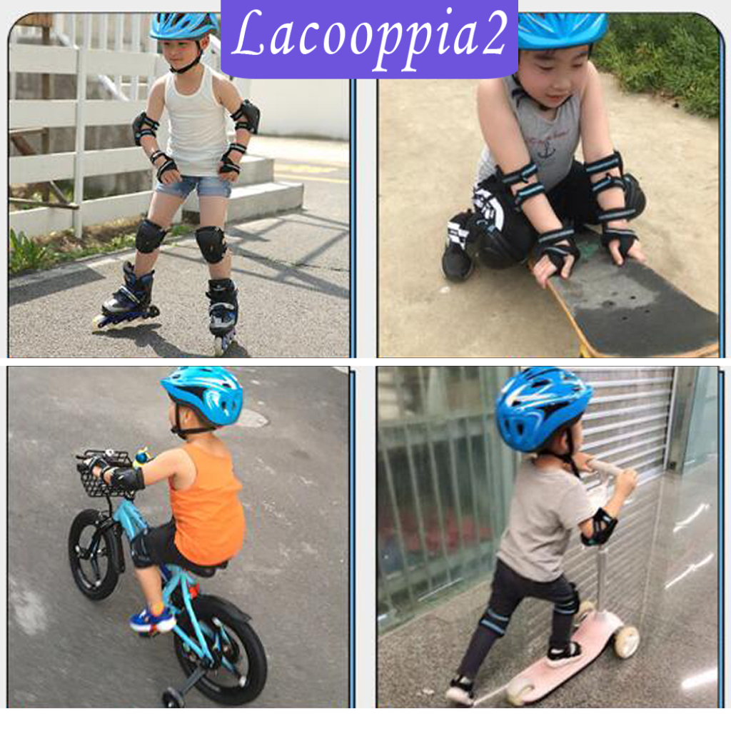 [LACOOPPIA2]6Pcs Kids Elbow Wrist Knee Pads Protective Gear Guard Skate Cycling Red XS