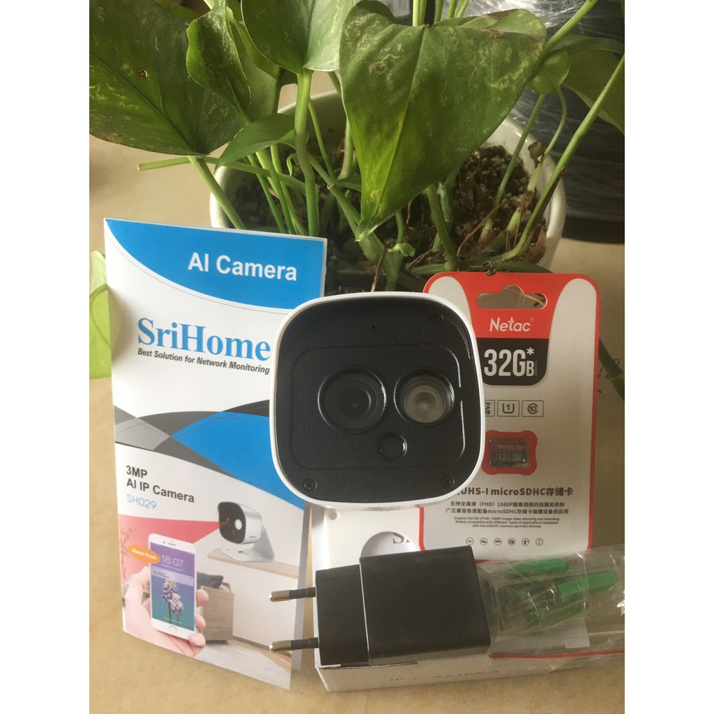 Camera Wifi Ngoài trời chống nước 3.0Mpx 1296p Srihome SH029 Hình ảnh Full HD siêu nét Thẻ 32GB Sandisk chính hãng