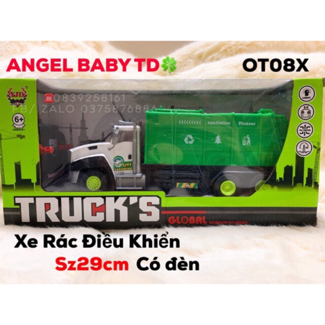 Xe Rác Công Trình Trọng Tải điều khiển có đèn có nhạc (đồ chơi trẻ em)