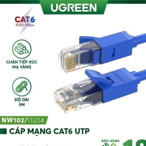 Dây mạng đúc sẵn 5M Cat 6 UTP NW102 Ugreen 11204