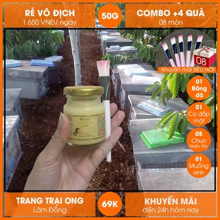 [Sale 5p] BeeMos Sữa ong chúa tươi nguyên chất 100% Combo +4 Quà tặng 8 món: Băng đô+Cọ+Muỗng+Chun [Giữ lạnh tuyệt đối]