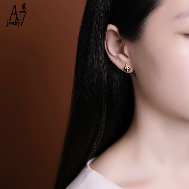 Bông Tai Bạc 925 Đính Túi May Mắn Phong Cách Trung Hoa Cổ Điển Cho Nữ A7 S925