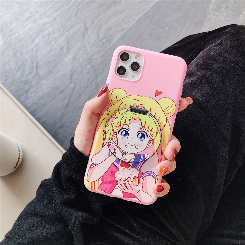 iPhone 12 Mini 11 Pro Max X XR XS Max 8 7 6 6S Plus SE 2020 Sailor Moon Mobile Phone Soft Case with The Same Sailor Moon Mirror