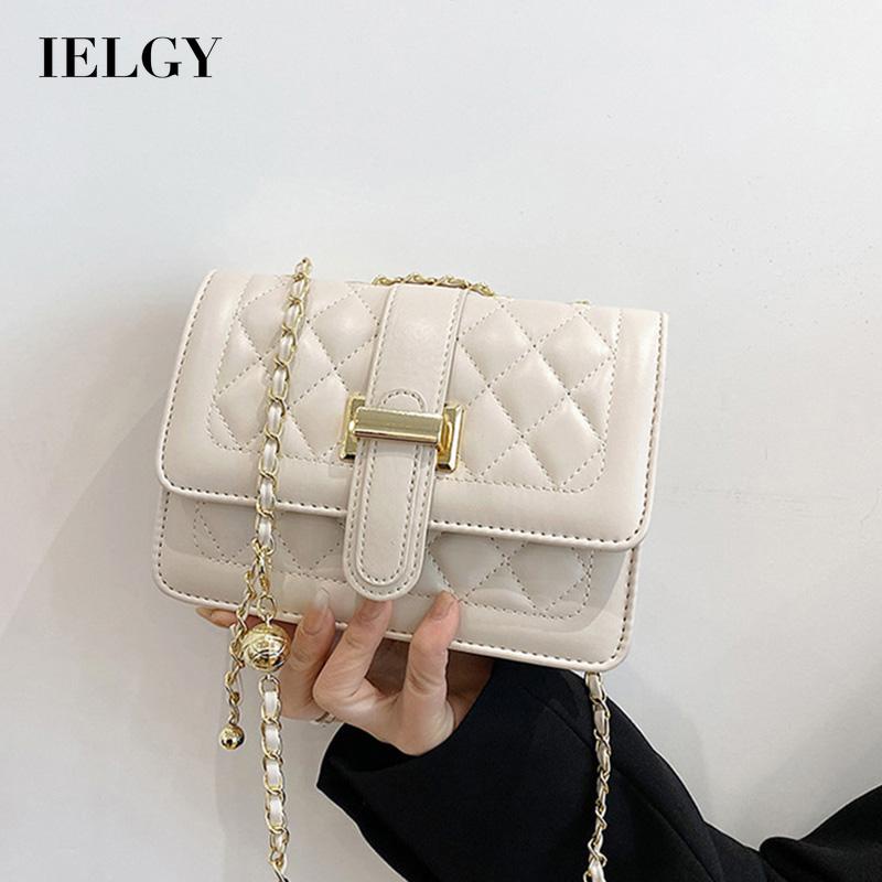 Túi đeo chéo vai IELGY có khóa họa tiết hình thoi phong cách Hàn Quốc thời trang cho nữ