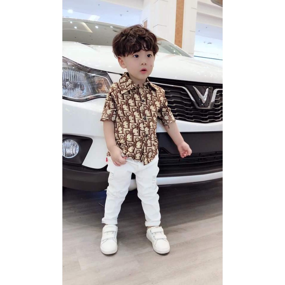 Quần Áo Bé Trai/ Bé Gái - Set áo sơmi và quần kaki siêu đẹp  size 10-22kg
