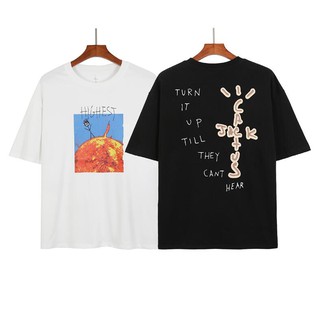 Áo Thun Tay Ngắn Bằng Cotton Hoạ Tiết In Phong Cách Travis Scott Sành Điệu