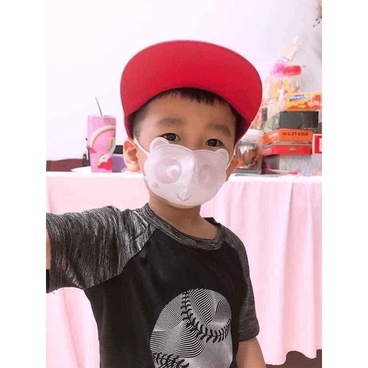 Khẩu trang y tế 3 lớp kháng khuẩn gấu panda bé trai bé gái 1 bịch túi 10 chiếc màu trắng, xanh, hồng cho trẻ từ 1-3 tuổi