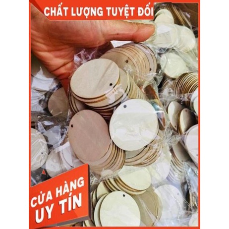 Gói 50 miếng gỗ tròn 5cm làm bông tai, móc khóa