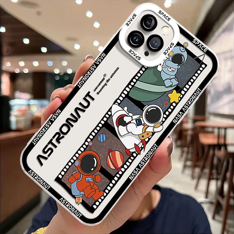 Ốp Điện Thoại Silicon TPU Mềm Trong Suốt Chống Sốc In Hình Phi Hành Gia Dễ Thương Cho IPhone 13 12 11 Pro X XR XS Max 6 6S 7 8 Plus