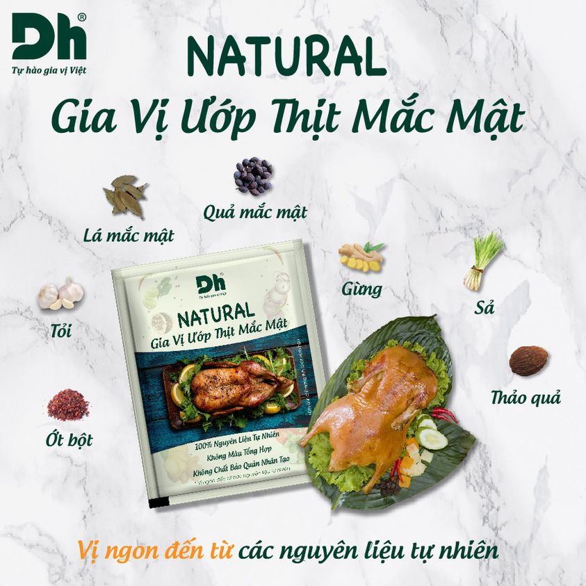 Gia vị ướp thịt mắc mật Natural Dh Foods gia vị nấu ăn mang hương vị núi rừng 10gr